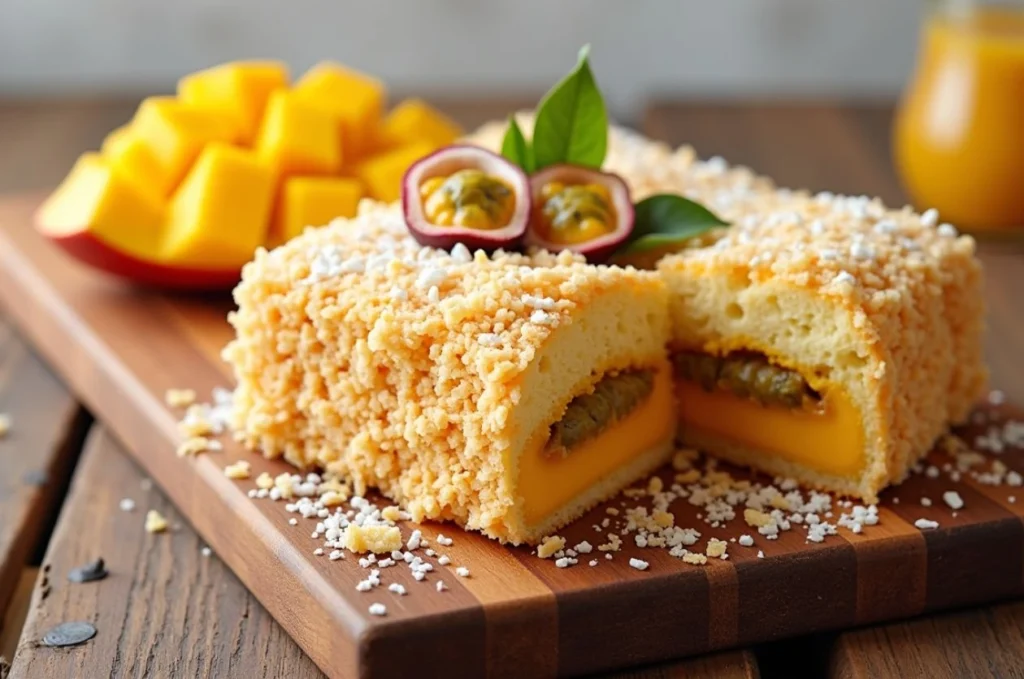 Top 5 Celebration Cakes in Melbourne 1 A picture of Mango & Passionfruit Lamington as best celebration cakes