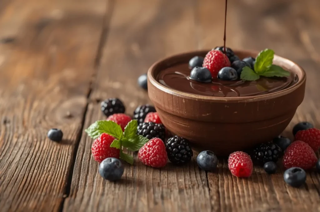 Dark Chocolate Berry Bowl as vegan desserts 