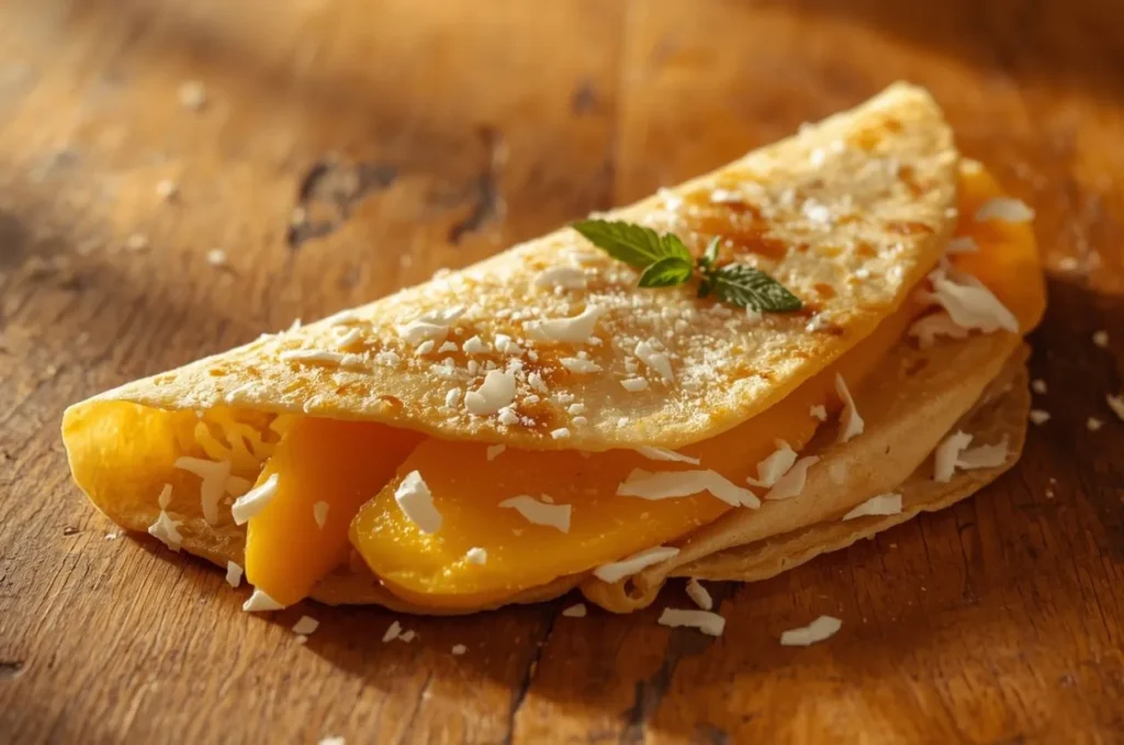 Mango & Coconut Crêpe as vegan desserts in melbourne