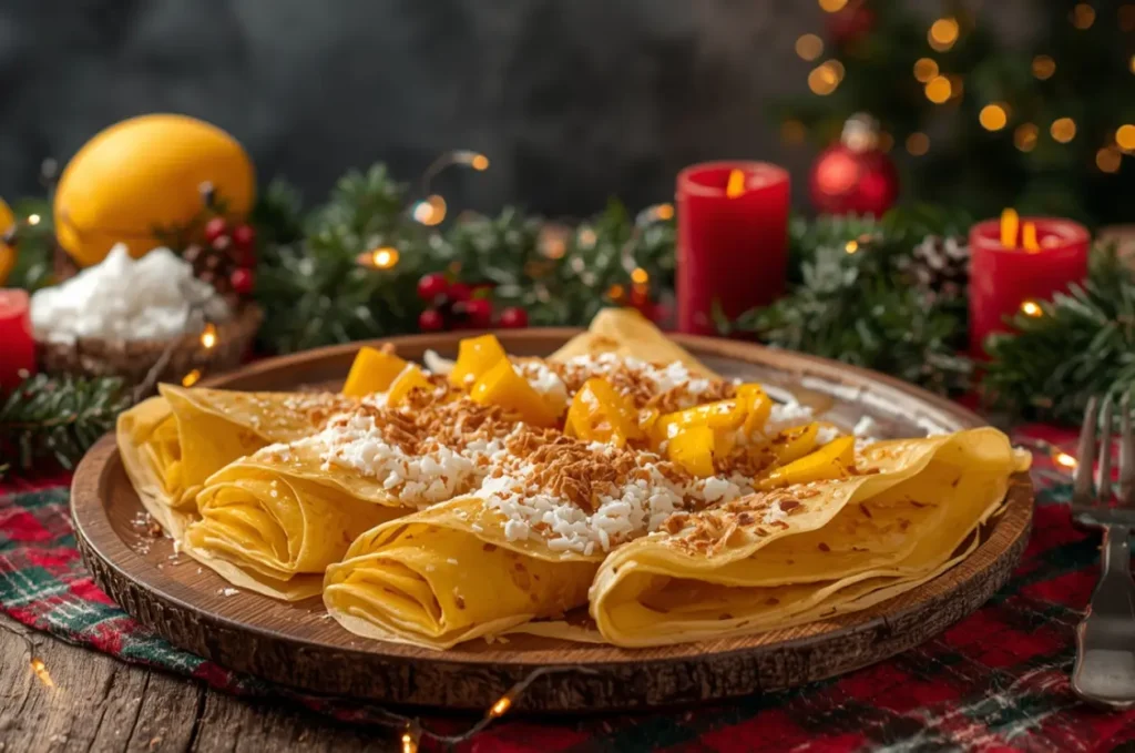 Mango & Coconut Crêpes as christmas desserts 