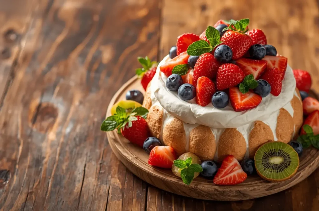 Pavlova with Fresh Fruits as christmas desserts in australia 