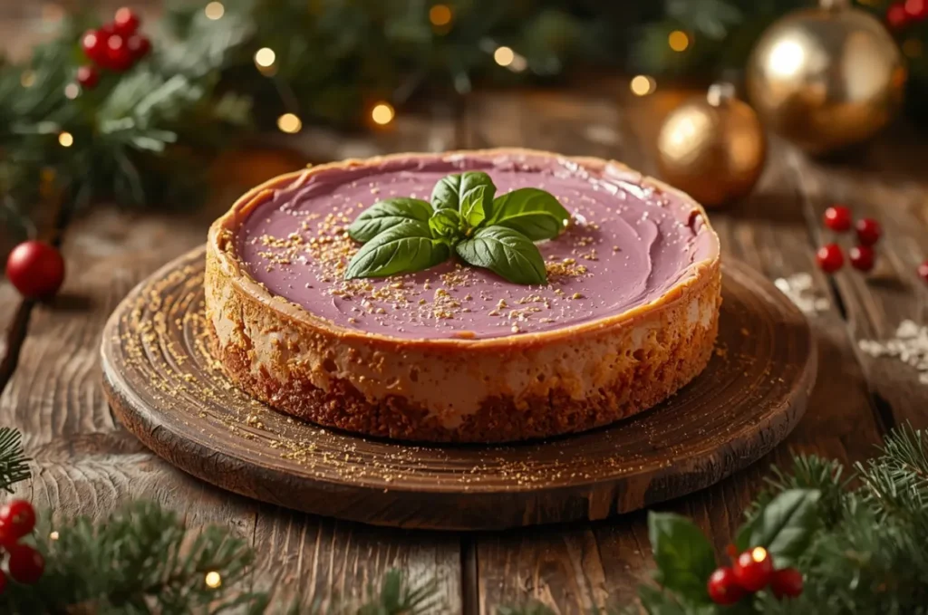 Ube & Cheddar Baked Cheesecake as Aussie Christmas Desserts