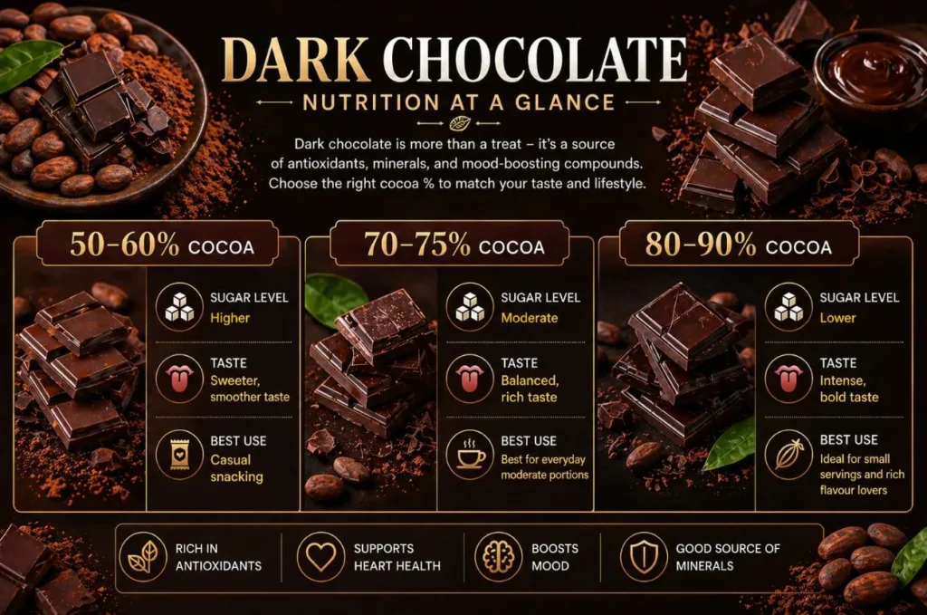Dark Chocolate benefits Nutrition at a Glance